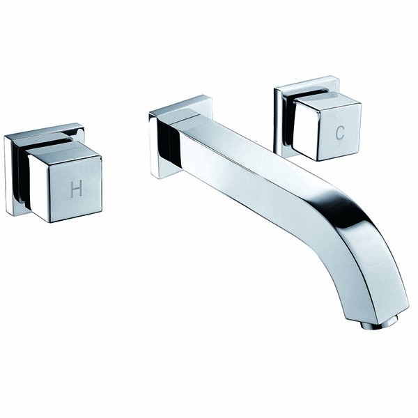 Double Handle Concealed in Wall Brass Basin Mixer
