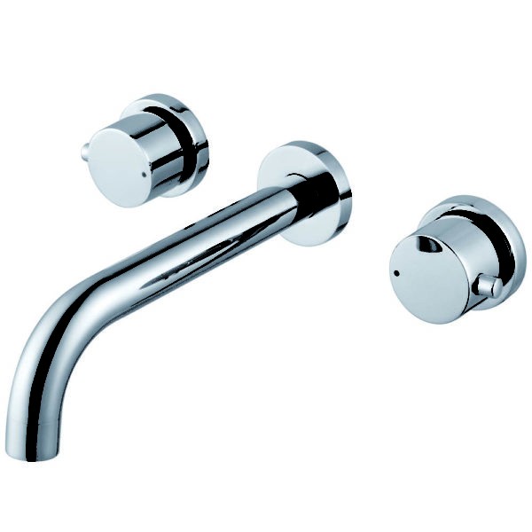 Dual Handle Mounted in Wall Brass Basin Tap