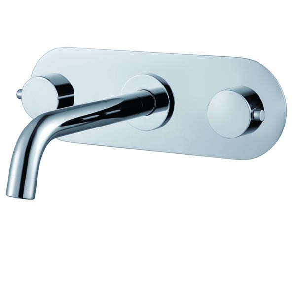 Dual Handle Mounted in Wall Brass Basin Mixer