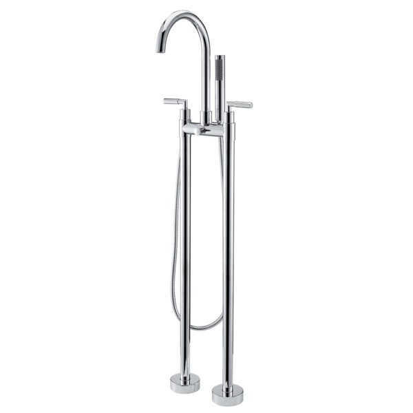 Double Lever Brass Floor Standing Bathtub Mixer