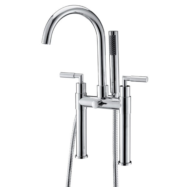 Double Lever Brass Deck Mounted Bathtub Mixer