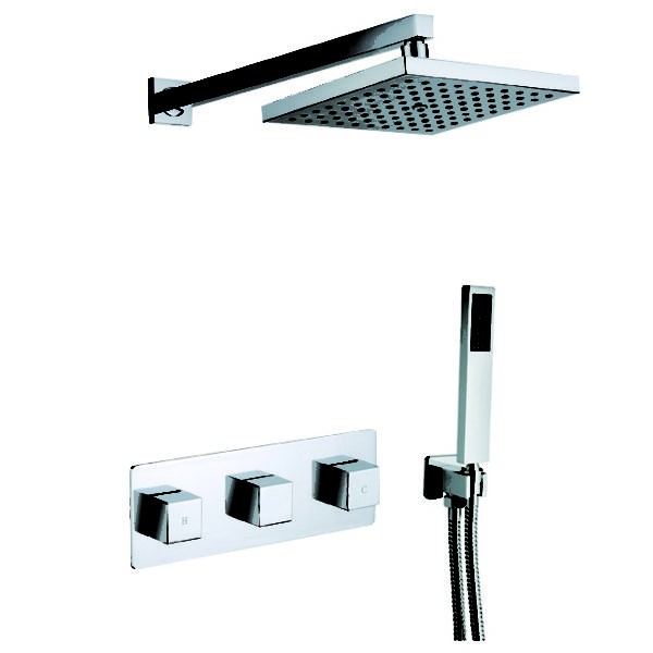 Double Handle Concealed Brass Square Shower Tap