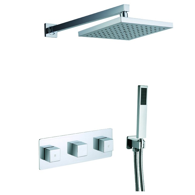 Double Handle Concealed Brass Square Shower Tap