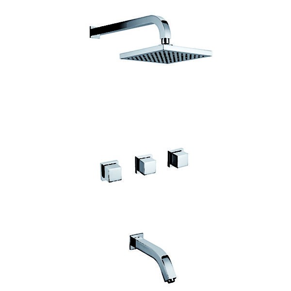 Dual Knob Concealed Brass Square Shower Faucet