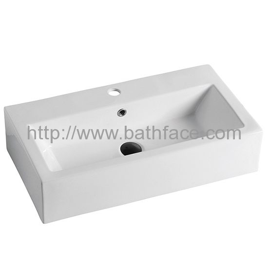 Ceramic Above Counter Square White Vessel