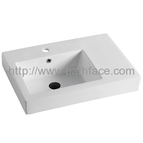 Ceramic Above Counter Square White Vessel Sink