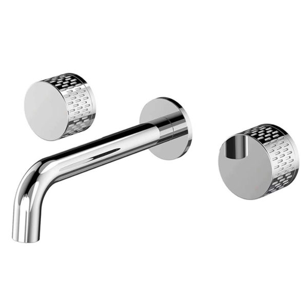 In Wall 3 Piece Round Knob Basin Sink Mixer